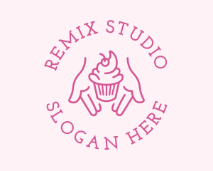 Pink Cupcake Hands logo design