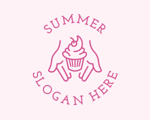 Pink Cupcake Hands logo design