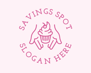 Pink Cupcake Hands logo design