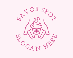 Pink Cupcake Hands logo design