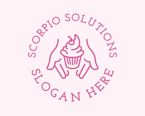 Pink Cupcake Hands logo design