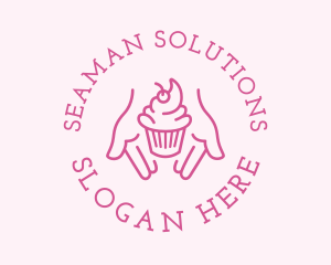 Pink Cupcake Hands logo design