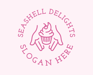 Pink Cupcake Hands logo design