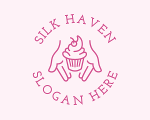 Pink Cupcake Hands logo design