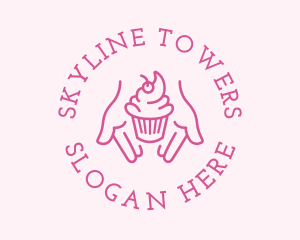 Pink Cupcake Hands logo design