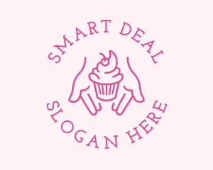 Pink Cupcake Hands logo design