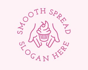 Pink Cupcake Hands logo design