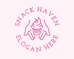 Pink Cupcake Hands logo design