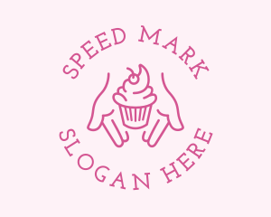 Pink Cupcake Hands logo design