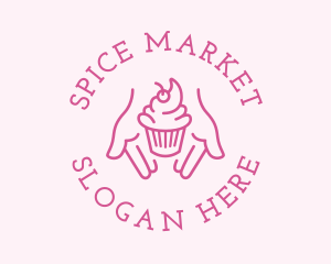 Pink Cupcake Hands logo design