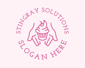 Pink Cupcake Hands logo design