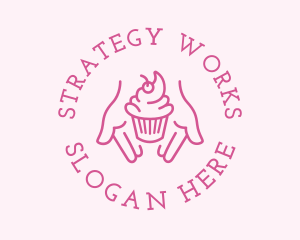 Pink Cupcake Hands logo design