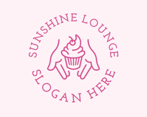 Pink Cupcake Hands logo design