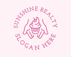 Pink Cupcake Hands logo design