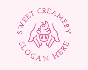 Pink Cupcake Hands logo design