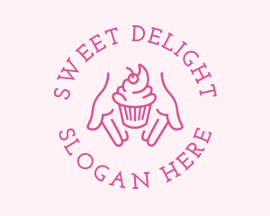 Treat - Pink Cupcake Hands logo design