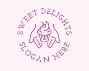 Cupcake - Pink Cupcake Hands logo design