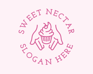 Pink Cupcake Hands logo design