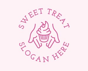 Pink Cupcake Hands logo design