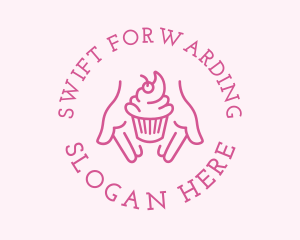 Pink Cupcake Hands logo design