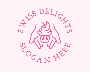 Pink Cupcake Hands logo design