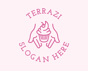 Pink Cupcake Hands logo design