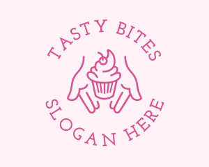Eat - Pink Cupcake Hands logo design