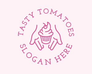 Pink Cupcake Hands logo design