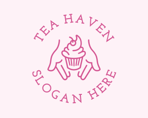 Pink Cupcake Hands logo design