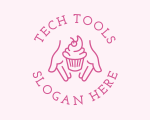 Pink Cupcake Hands logo design