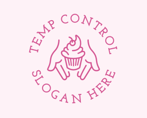 Pink Cupcake Hands logo design