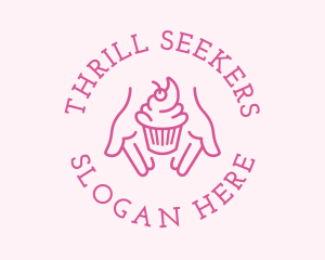 Pink Cupcake Hands logo design