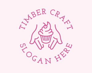 Pink Cupcake Hands logo design