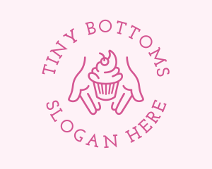 Pink Cupcake Hands logo design