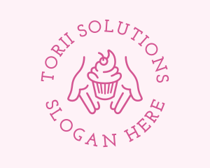 Pink Cupcake Hands logo design