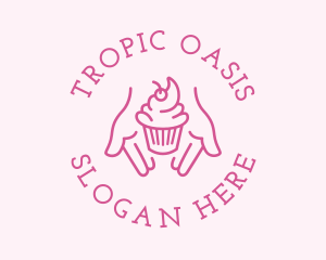 Pink Cupcake Hands logo design