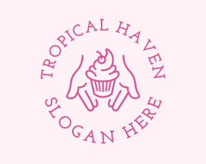 Pink Cupcake Hands logo design