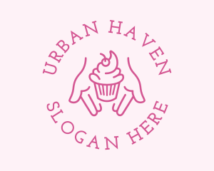 Pink Cupcake Hands logo design