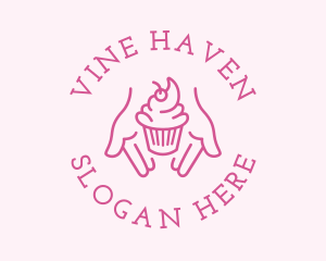 Pink Cupcake Hands logo design