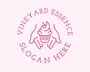 Pink Cupcake Hands logo design