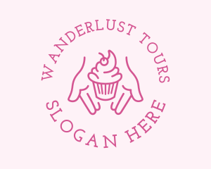 Pink Cupcake Hands logo design