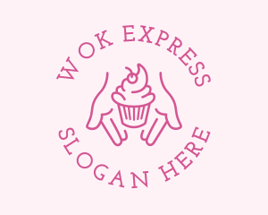 Pink Cupcake Hands logo design