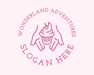 Pink Cupcake Hands logo design