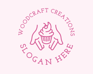 Pink Cupcake Hands logo design