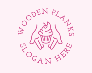 Pink Cupcake Hands logo design