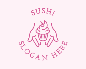 Pink Cupcake Hands logo design