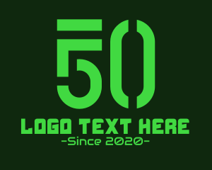 Cyberspace - Futuristic Number Score 50 logo design