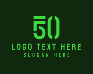 Futuristic Number Score 50 logo design