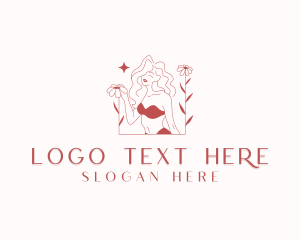 Floral - Flower Woman Bikini logo design