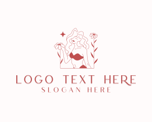 Woman - Flower Woman Bikini logo design